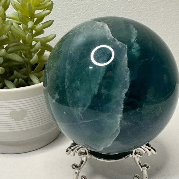 Blue Green Fluorite Sphere - Picture 4 of 9